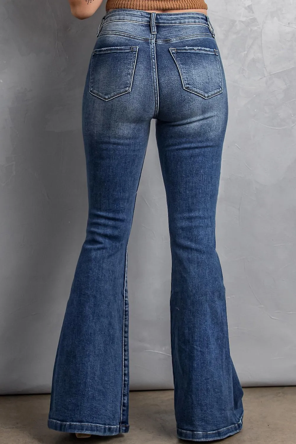 Women's High Waist Flare Jeans With Pockets