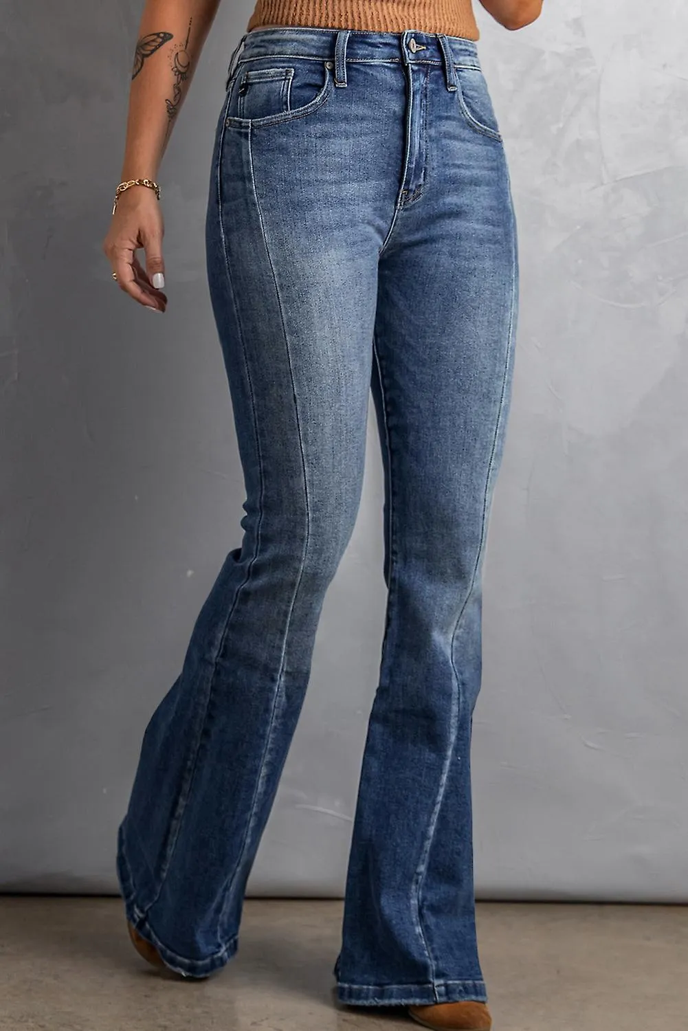 Women's High Waist Flare Jeans With Pockets