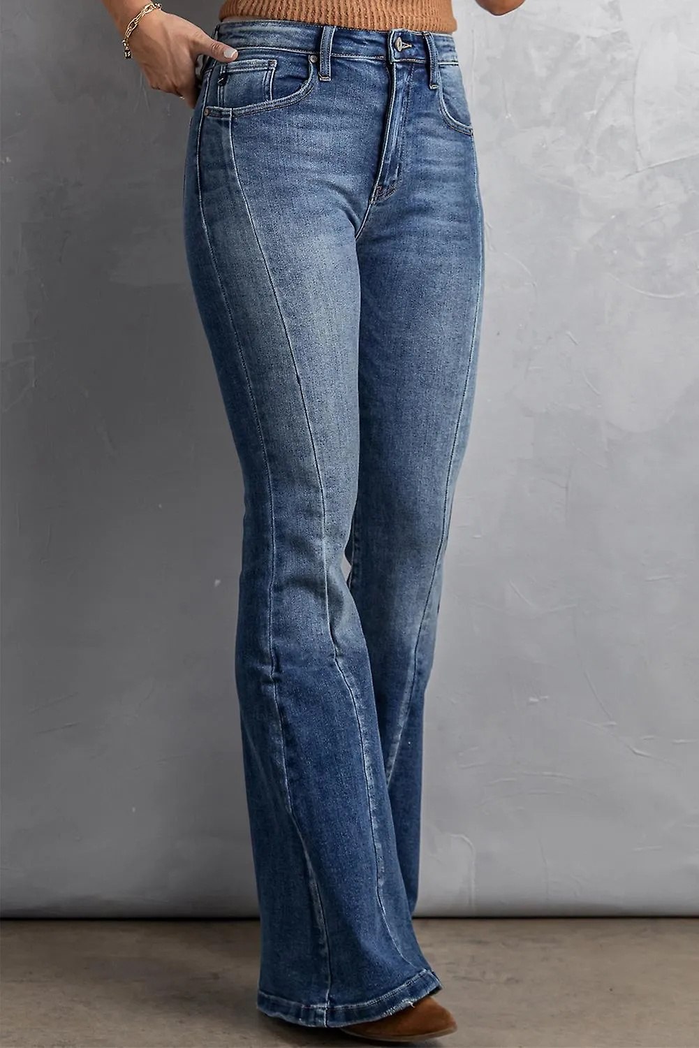 Women's High Waist Flare Jeans With Pockets