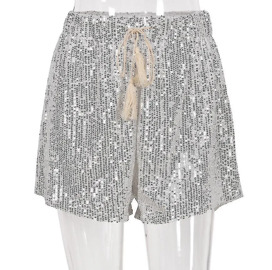 Women's High Waist Shorts Casual Sequin Glitter Pants