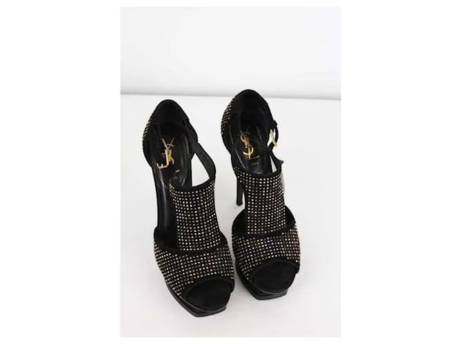 Yves Saint Laurent Tacones de gamuza Negro 