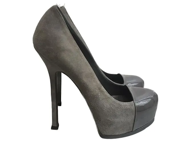 YVES SAINT LAURENT Tacones T.EU 38 Ante Gris 