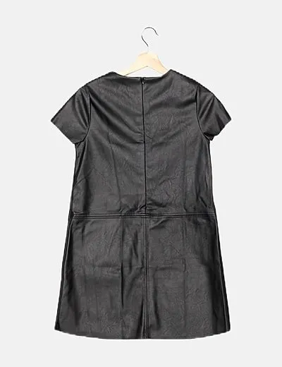 Zara Vestido negro encerado